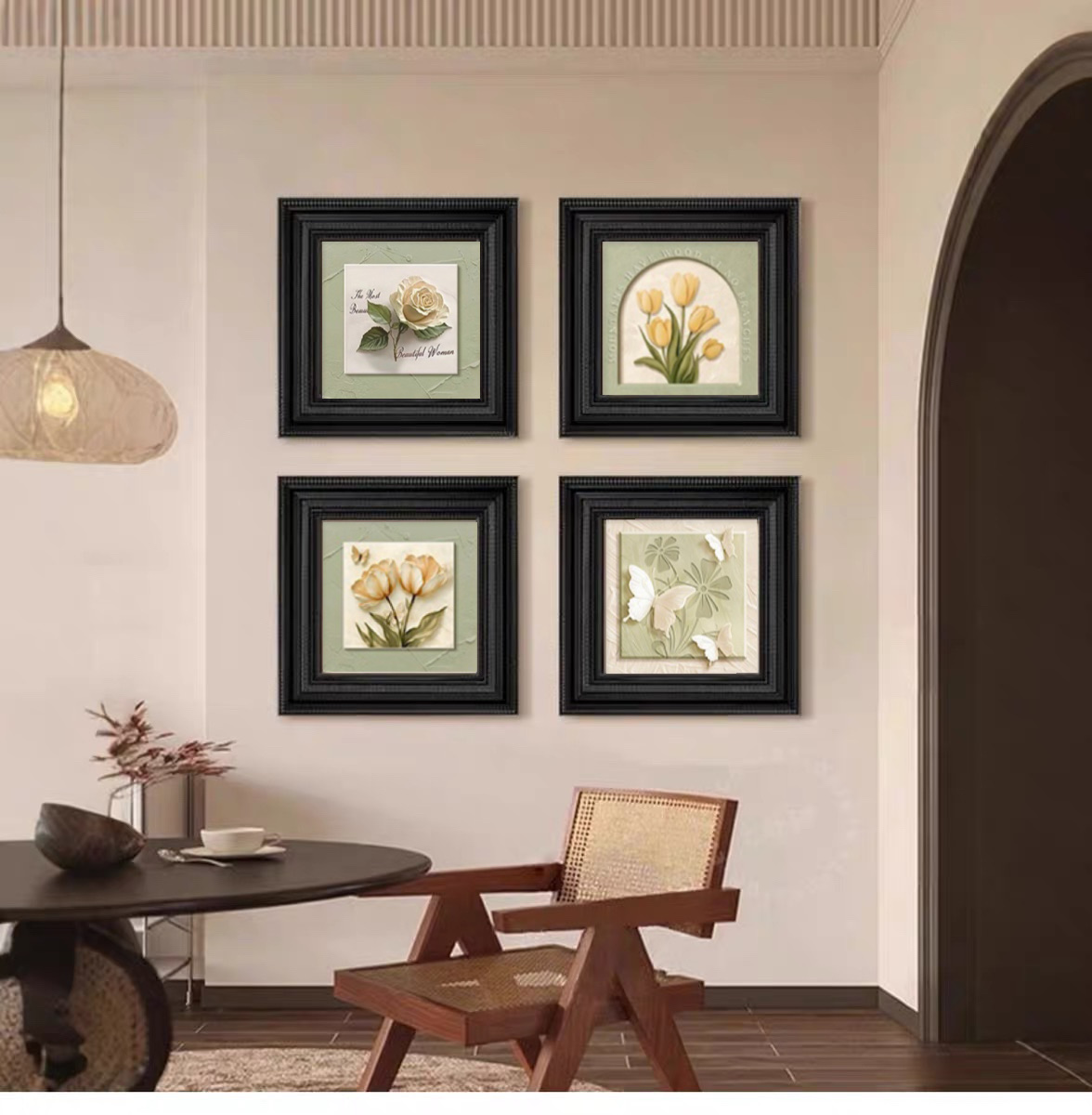 复古艺术挂画法式高级感客厅沙发背景装饰画组合中古小众餐厅挂画