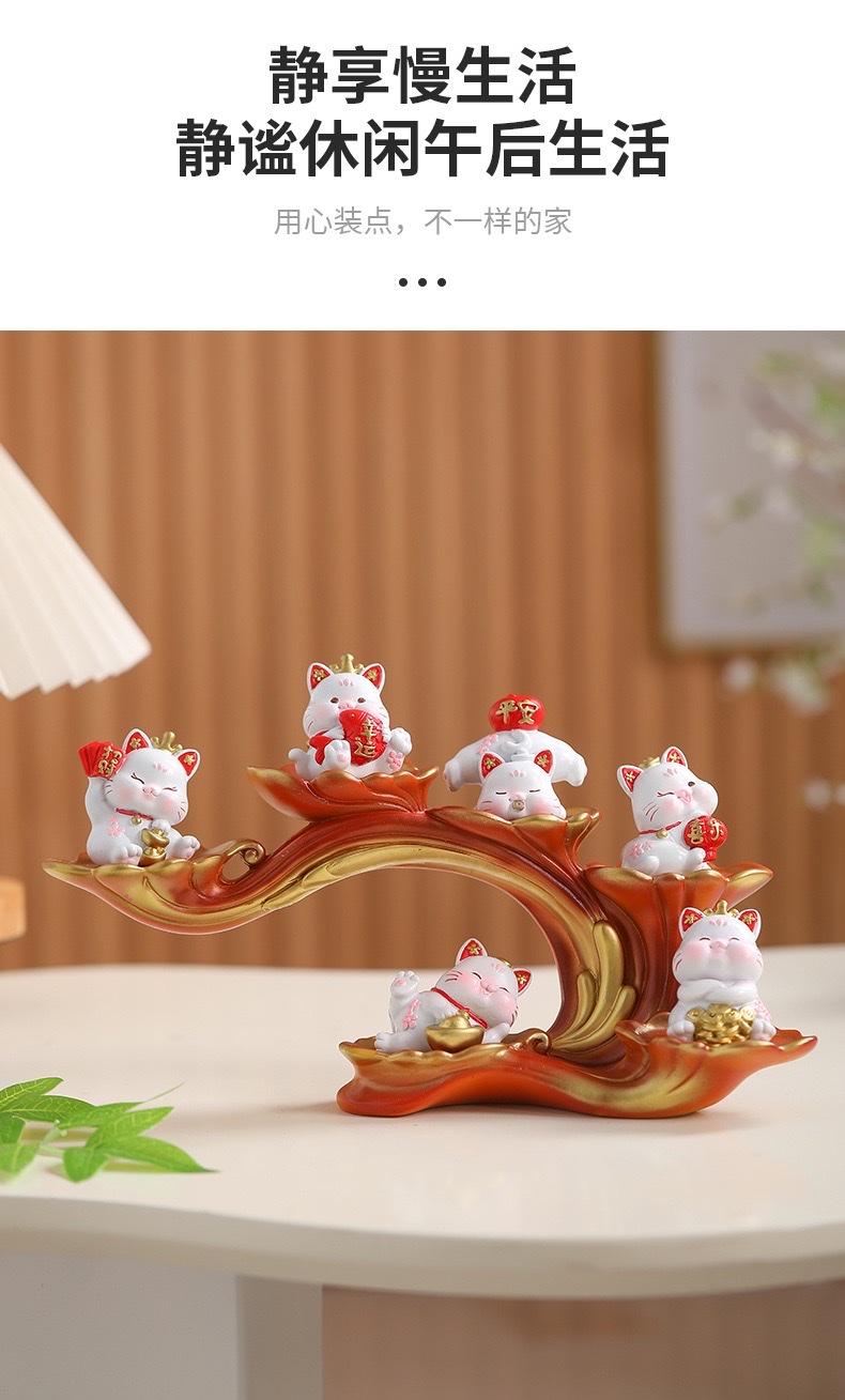 招财猫玄关家居桌面树脂工艺品摆件送礼乔迁祝福礼品批发厂家直销 详情图3