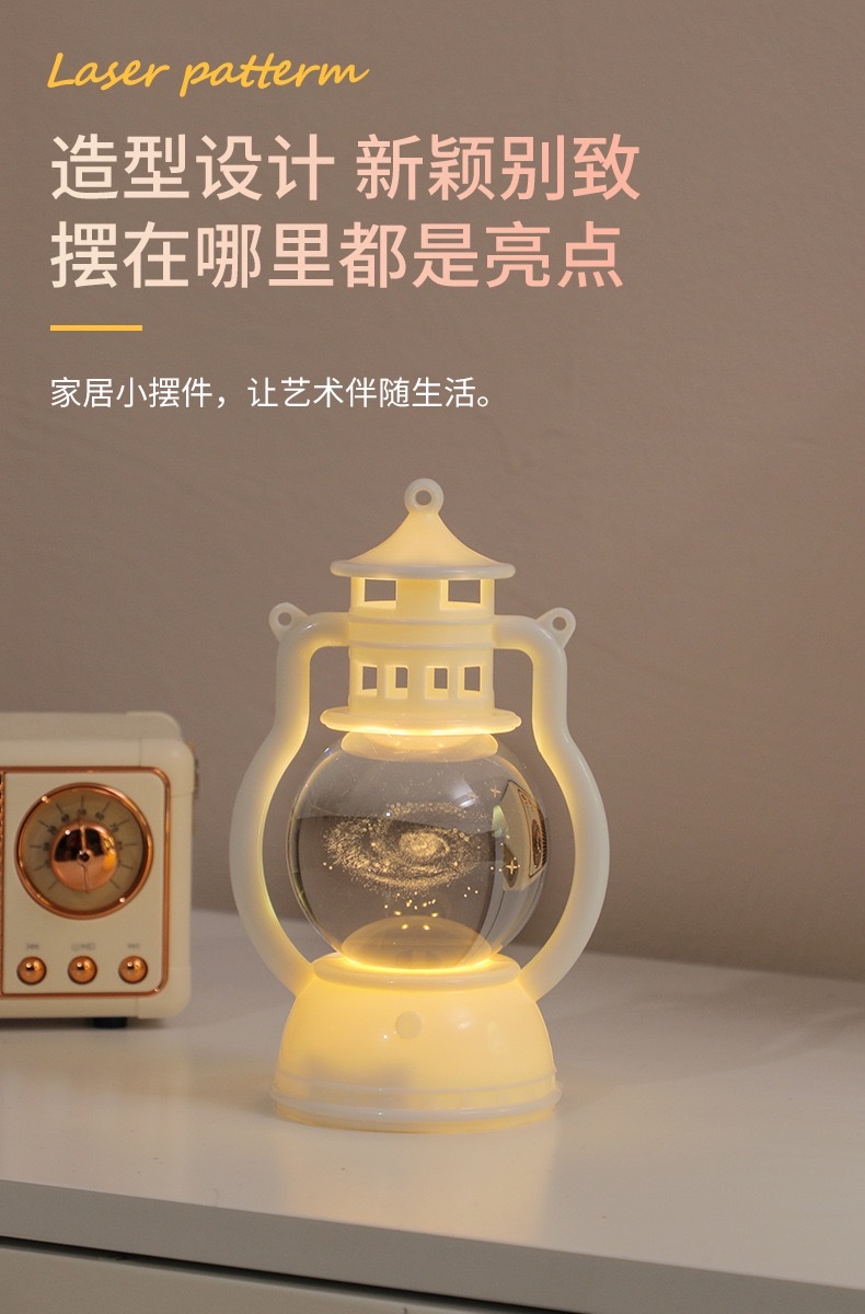 Retro lantern, creative luminous night light, bedroom and dormitory decoration, atmosphere light, festival souvenir, desktop decoration detail image 5