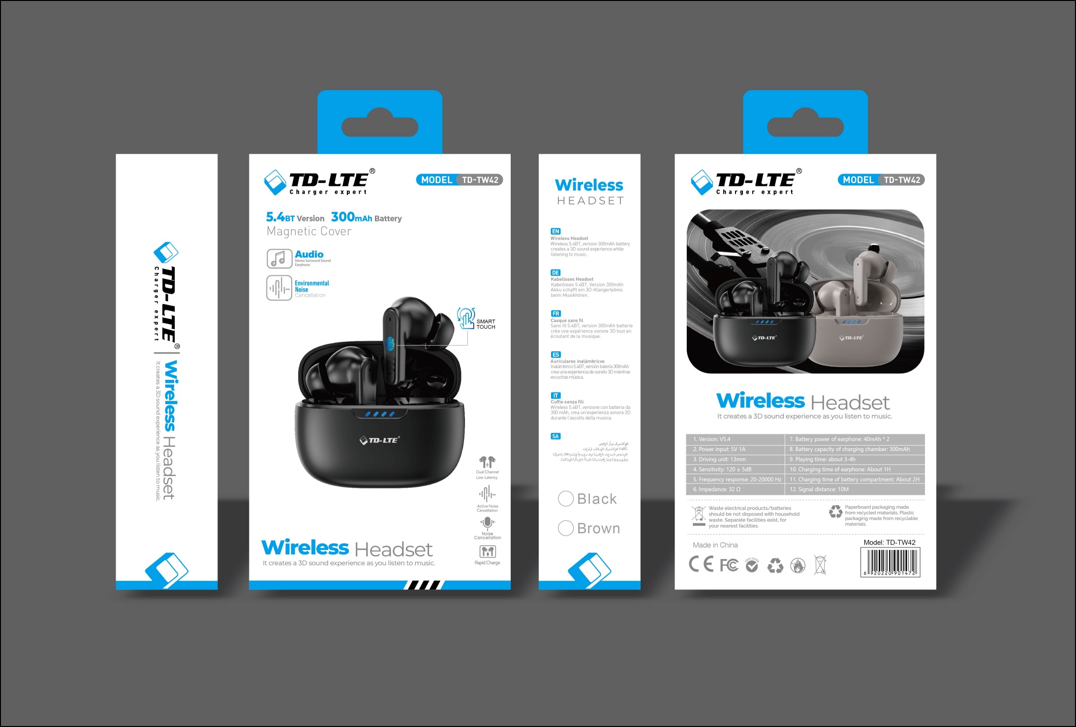 Wireless Bluetooth Headphones Tw42 In Black And White details Picture