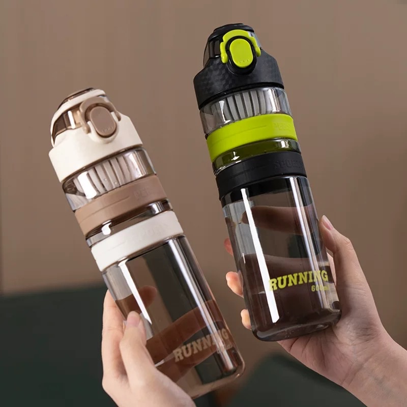 Large-capacity outdoor sports water cups with scales, simple and elastic LIDS for men and women with tea strainers, convenient for students to drink directly Specification drawing