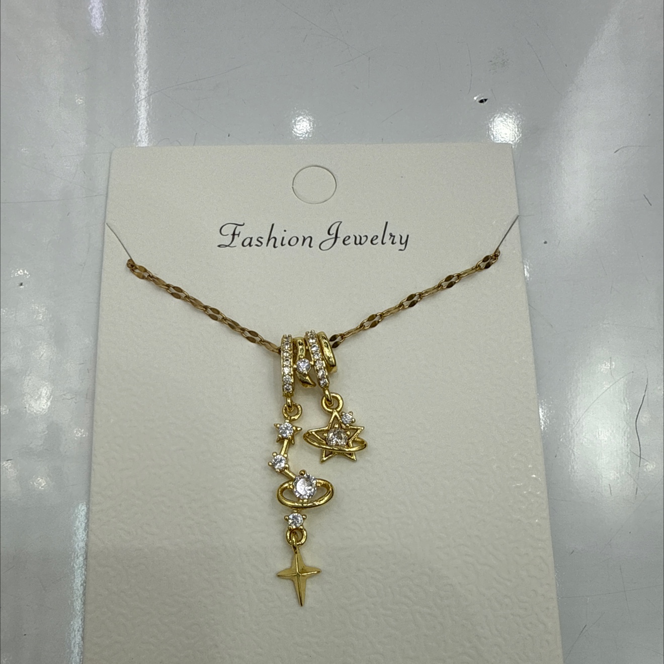 不绣钢铜吊坠项链首饰星耀灿烂优雅气质时尚百搭女款项链饰品礼物