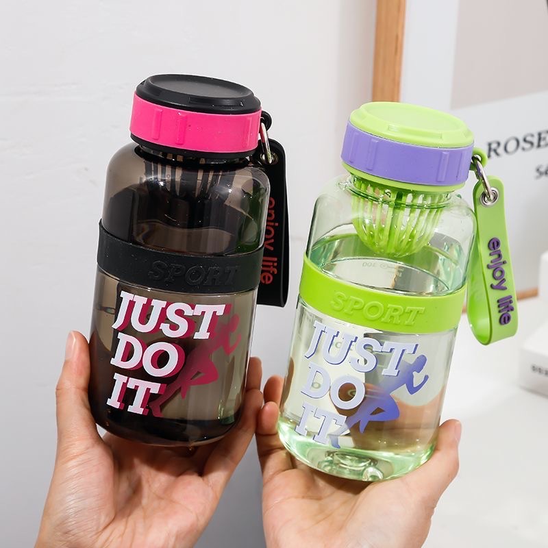 New high-appeartion-level simple and elegant plastic water cup for girls, 600-proof water cup for primary school students going out in summer Specification drawing