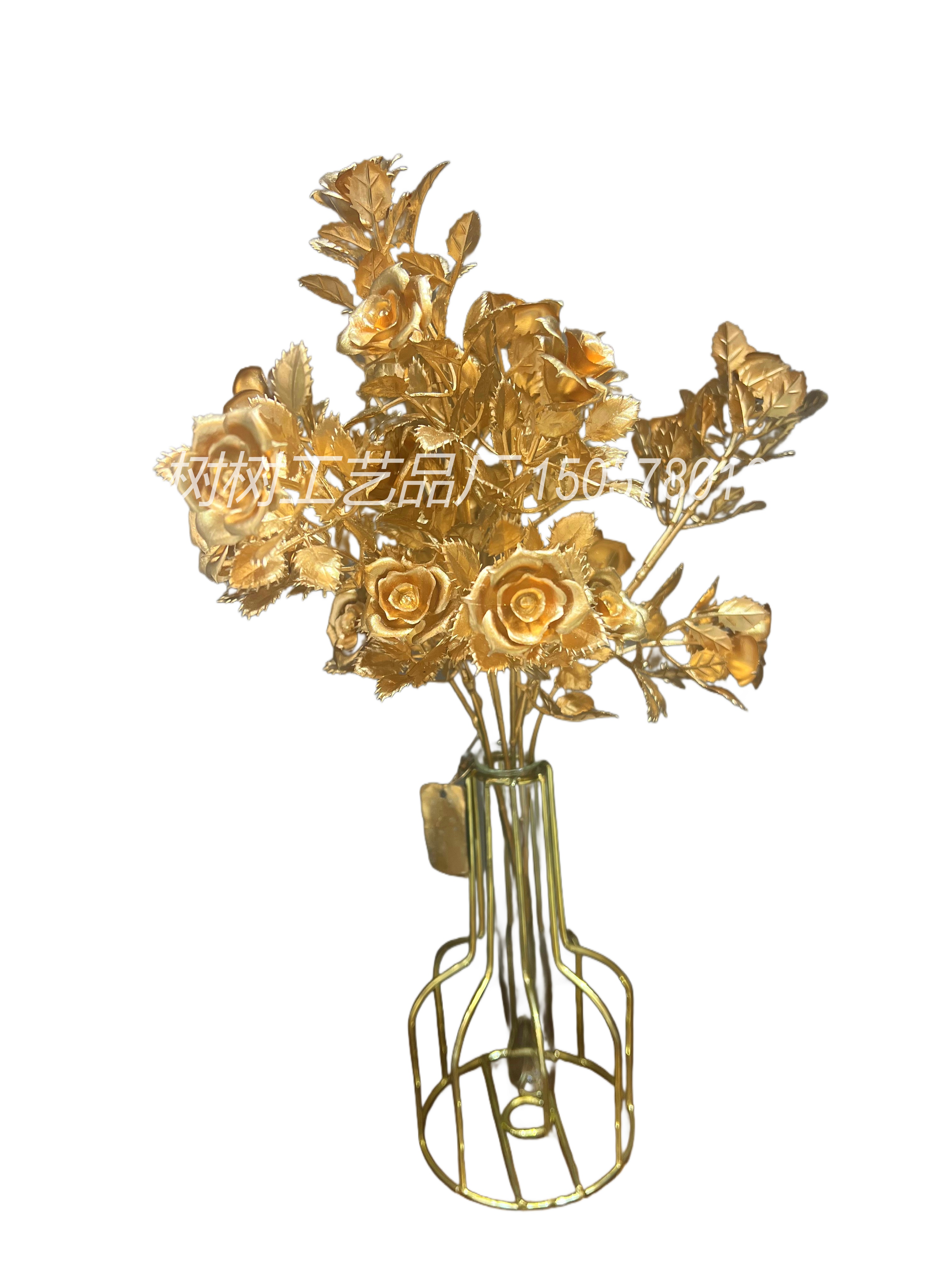 Artificial flowers, artificial roses, plastic flowers, golden artificial flowers, thorny roses, handcrafted flowers, Christmas flowers, home decoration, Christmas flower accessories details Picture