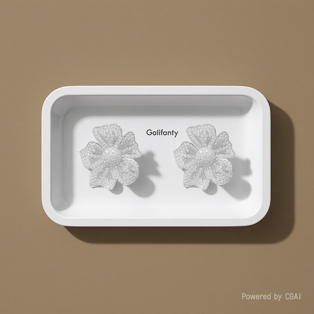 丽梵蒂奢复古宫廷港风花瓣花朵耳环轻奢小众高级感925银针耳饰夸张大花详情图2