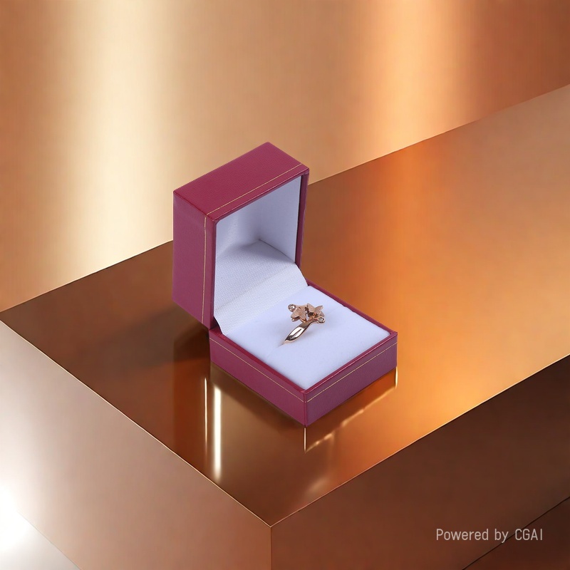 Direct sales of high-end leather-filled boxes, PU boxes, ring boxes, red water ripple jewelry packaging and storage box sets details Picture