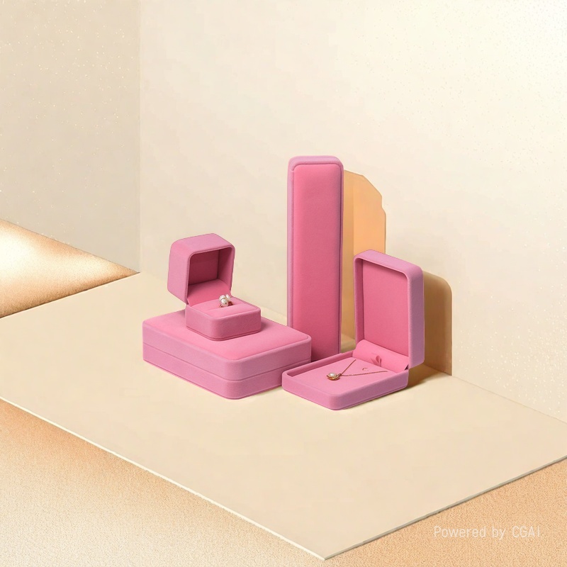 Customized velvet jewelry box, ring box, necklace box, set, eight-piece set. Multiple colors and sizes available. Logos can be customized details Picture