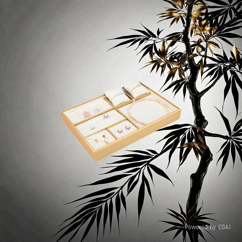 Factory direct sales of gold-rimmed and white-faced jewelry display racks, jewelry, gold and jade trays, and mixed trays details Picture