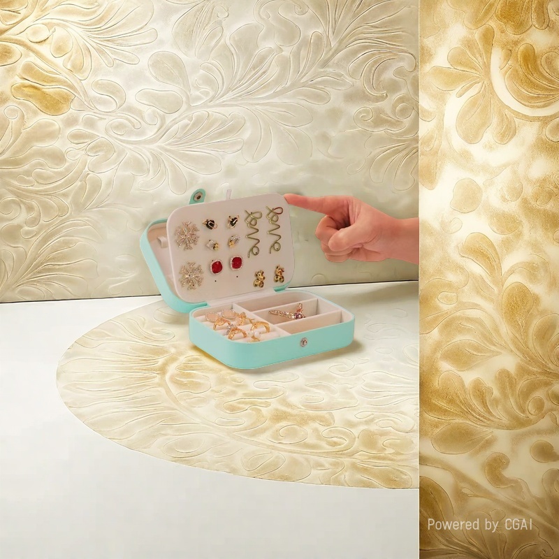 Zhihua Factory Direct sales portable jewelry bags, multi-layer mini jewelry storage boxes, simple multi-color PU leather boxes Item Picture