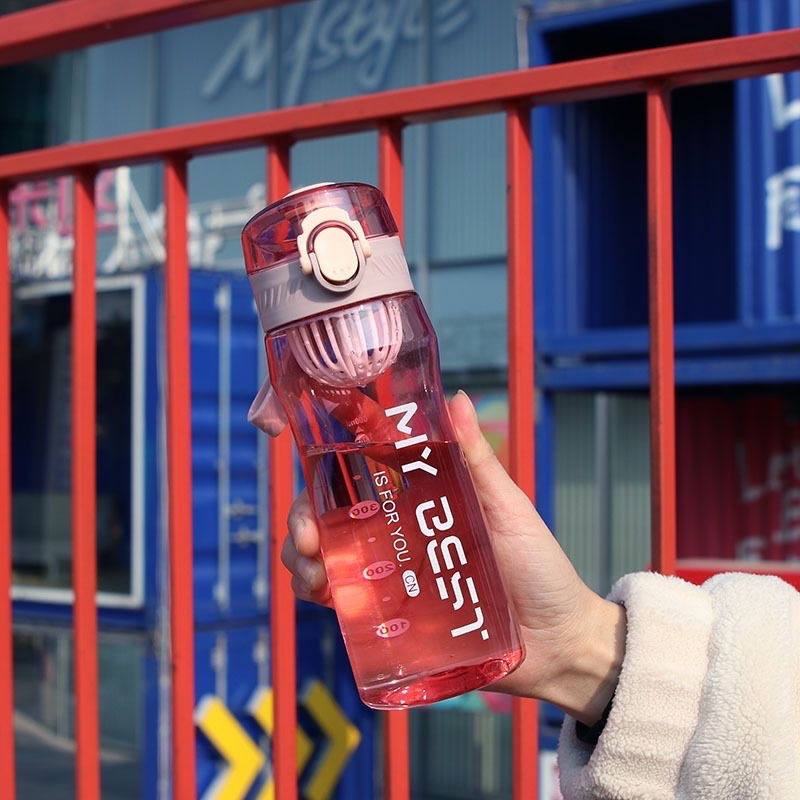 New men's and women's sports plastic water cups with tea stranding, lifting rope and graduated space cups Item Picture