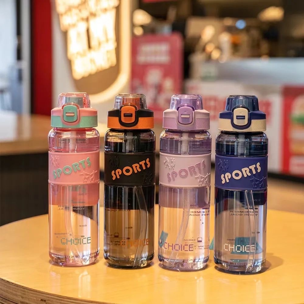 Summer portable sports water cup, high appearance level, double-drinking large capacity, new student plastic water bottle with straw cup for both men and women full figure
