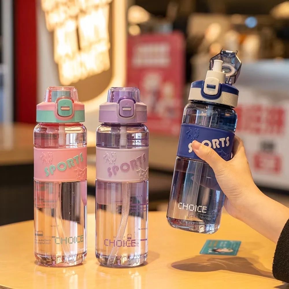Summer portable sports water cup, high appearance level, double-drinking large capacity, new student plastic water bottle with straw cup for both men and women details Picture