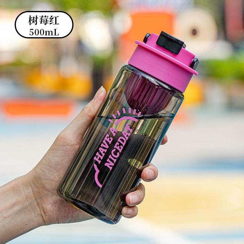 Sports plastic water cup with high appearance level, convenient for both men and women, with scale and handle, 590ml portable cup details Picture