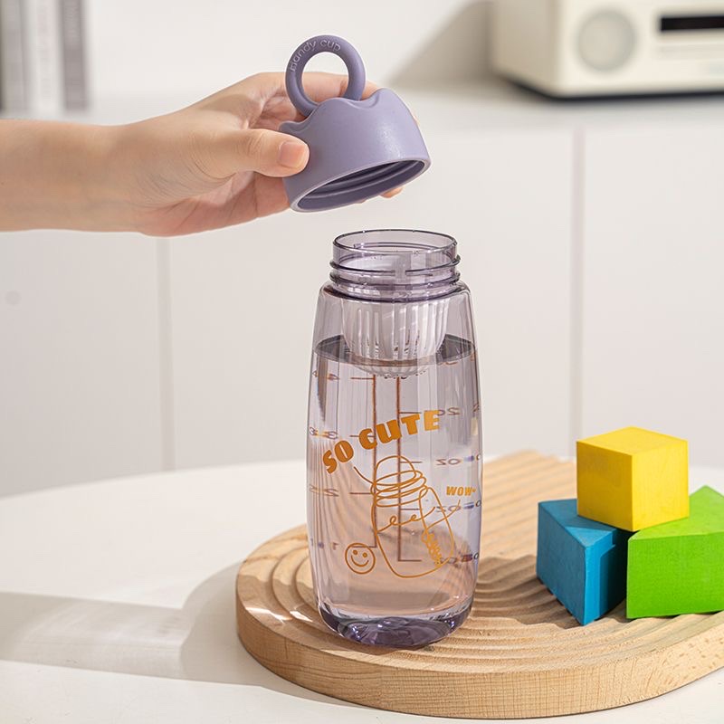 Summer high-appearance-level sports plastic water cup, convenient for male and female students, simple and heat-resistant, 490ml, 590ml details Picture