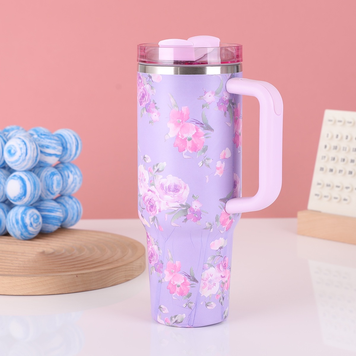 In-stock giant 40oz handle car cup, creative stainless steel insulated cup, outdoor car ice king cup Item Picture