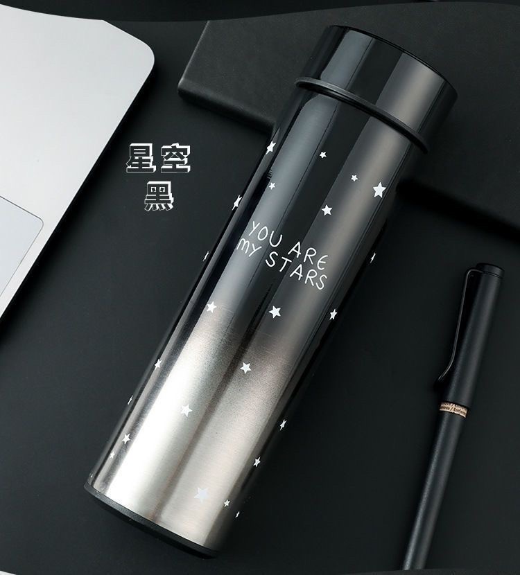High-end insulated cups, insulated water cups, starry sky gradient color straight cups, men's and women's 304 tea and water separation, trendy and colorful Specification drawing