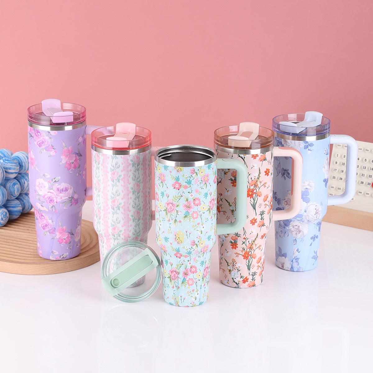 In-stock giant 40oz handle car cup, creative stainless steel insulated cup, outdoor car ice king cup details Picture