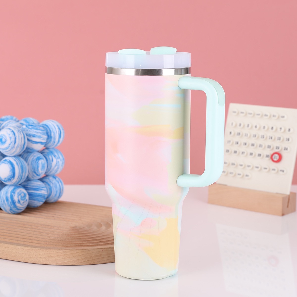 In-stock giant 40oz handle car cup, creative stainless steel insulated cup, outdoor car ice king cup undefined