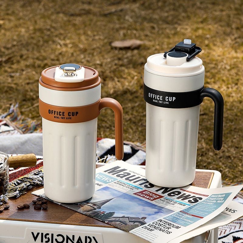 Smart coffee cup, large-capacity 316 stainless steel insulated cup, high appearance level for both men and women, portable water cup with handle