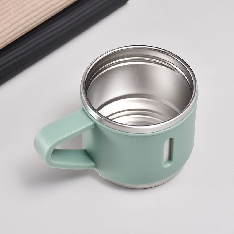 Business simple stainless steel insulated water cup, three-lid set, festival gift cup with handle, portable car cup Item Picture
