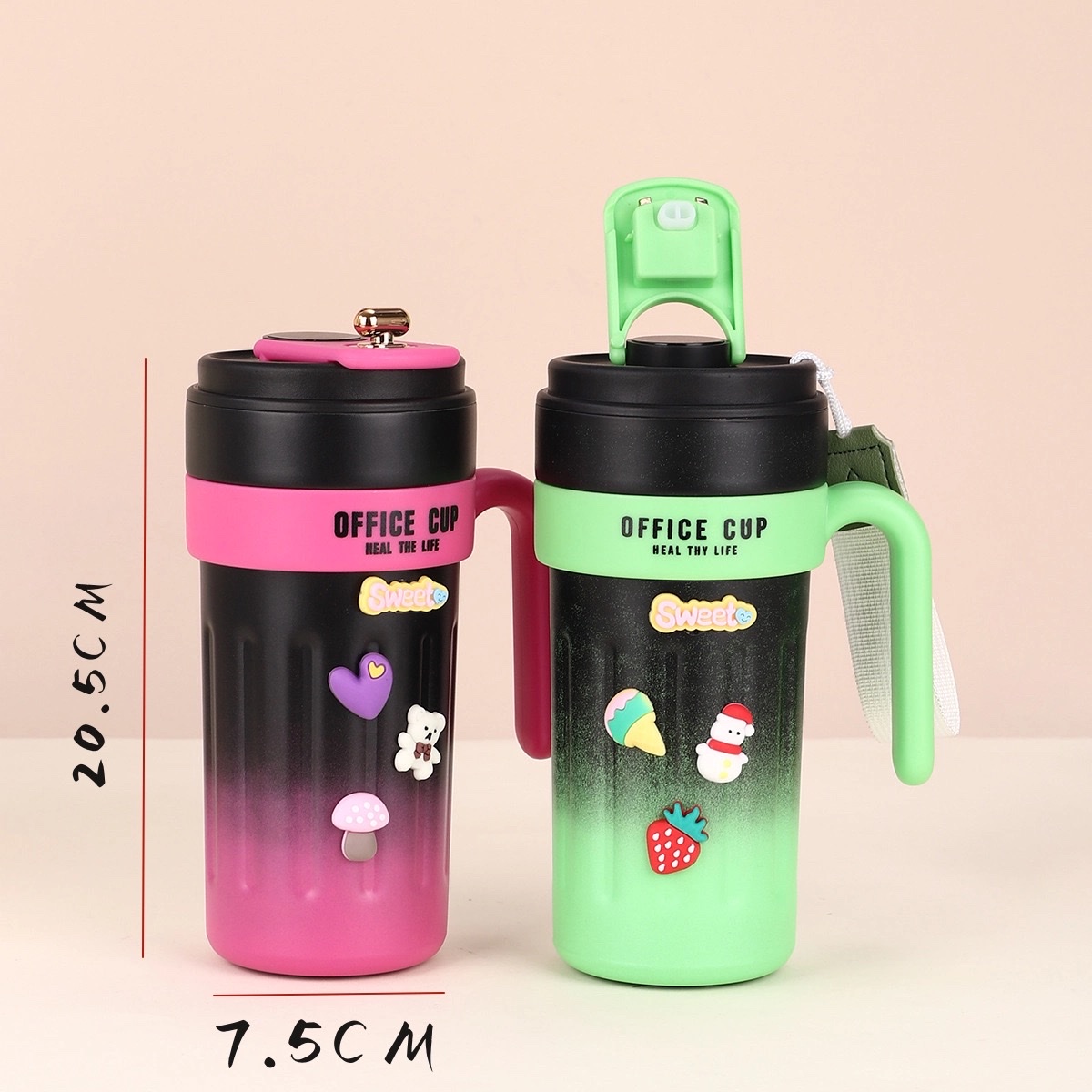 Girls' insulated cup, large-capacity smart temperature-showing ice cup, high appearance level fitness coffee cup, 316 stainless steel water cup Item Picture