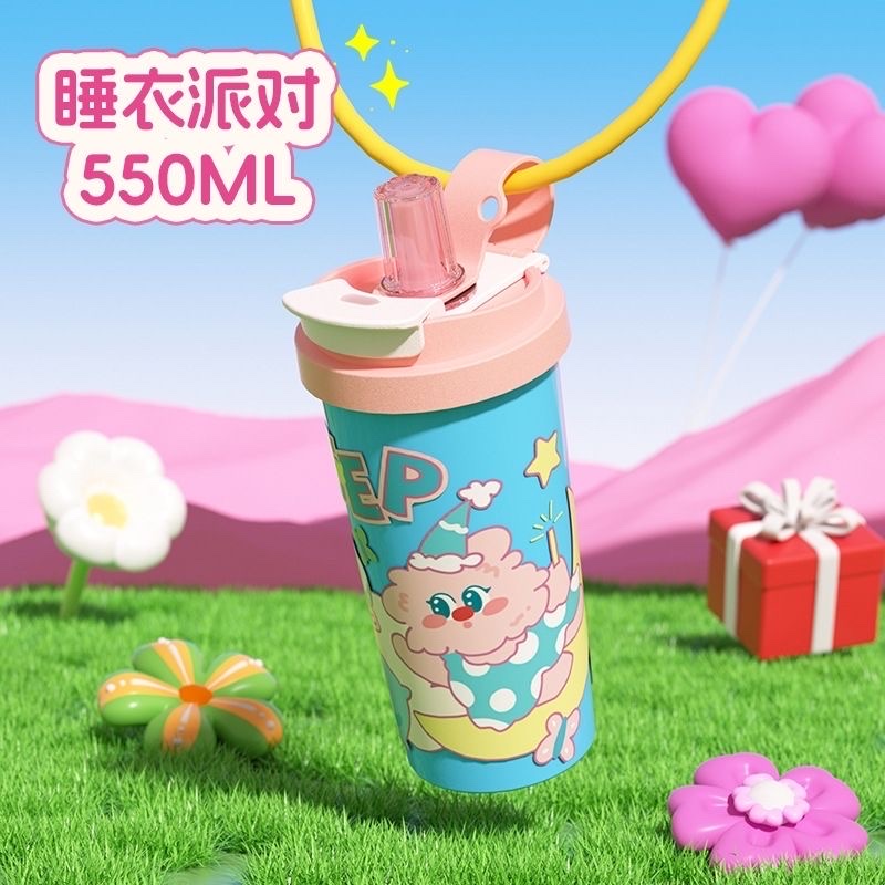 Coffee cup, ceramic inner liner, insulated cup, portable straw cup, birthday gift for children, high appearance level, cute water cup Application Scenario