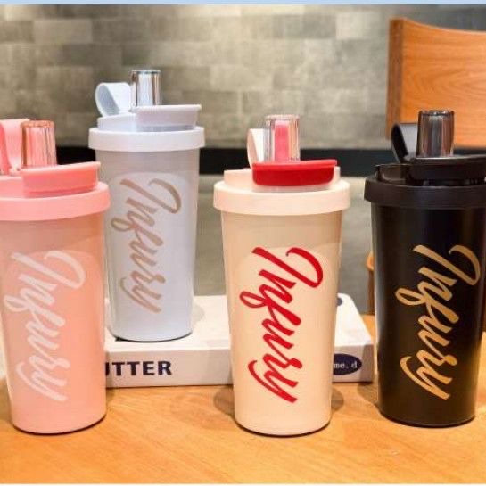 皓琦熊550ML简约高颜值不锈钢保温杯便携提手茶水分离水杯带吸管咖啡杯子