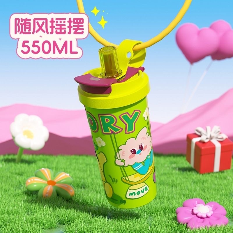 Coffee cup, ceramic inner liner, insulated cup, portable straw cup, birthday gift for children, high appearance level, cute water cup Specification drawing
