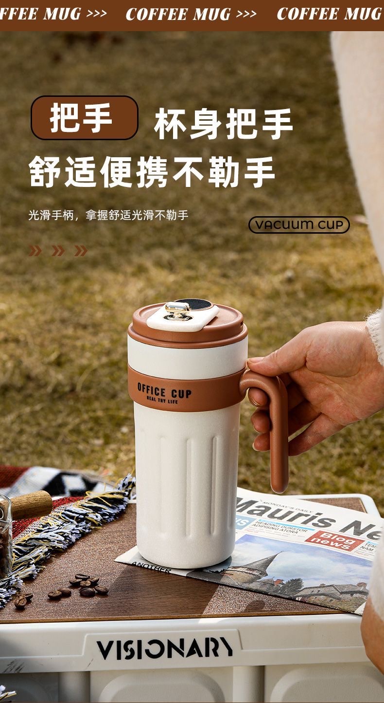 Smart coffee cup, large-capacity 316 stainless steel insulated cup, high appearance level for both men and women, portable water cup with handle pic 9