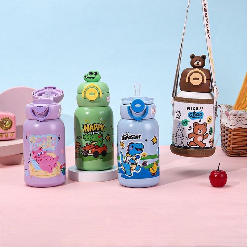 Kindergarten double-drinking children's insulated cup, straw cup, student water cup, high appearance level stainless steel water bottle, special for school Application Scenario