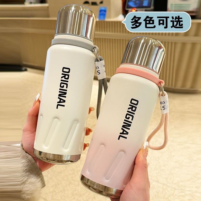 316 stainless steel small steel cannon insulated cup, large-capacity tea and water separation, rope lifting sports water bottle, outdoor portable water cup details Picture