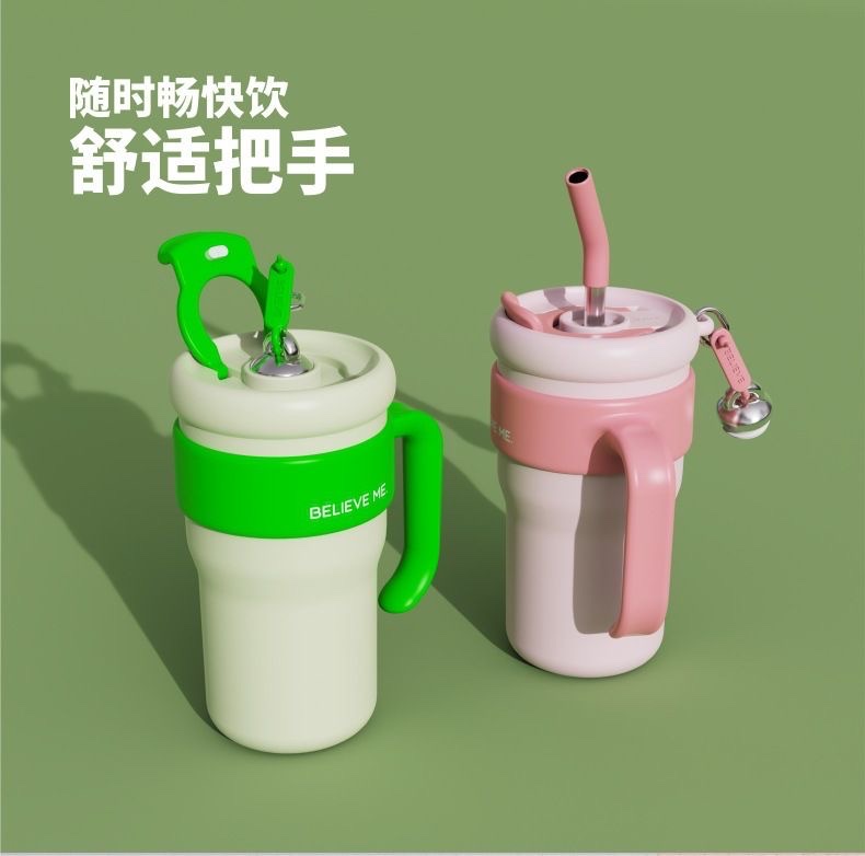 跨境巨无霸316不锈钢保温杯简约手柄杯吸管杯户外便携40oz冰霸杯详情6