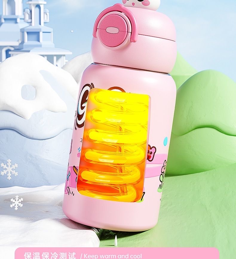 Kindergarten double-drinking children's insulated cup, straw cup, student water cup, high appearance level stainless steel water bottle, special for school detail image 11