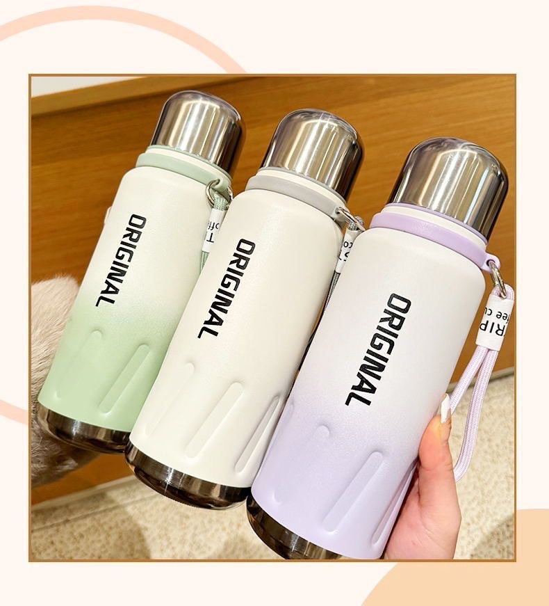 316 stainless steel small steel cannon insulated cup, large-capacity tea and water separation, rope lifting sports water bottle, outdoor portable water cup full figure