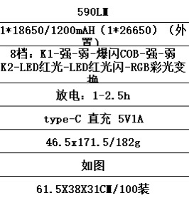 A powerful, waterproof, portable outdoor lighting flashlight details Picture