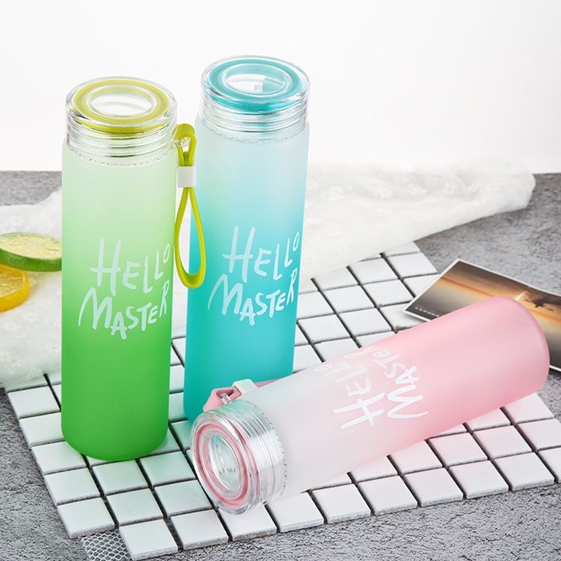 Korean version heat-resistant and fashionable gradient seven-color cup, straight frosted single and double-layer glass cup, portable water cup for male and female students Application Scenario