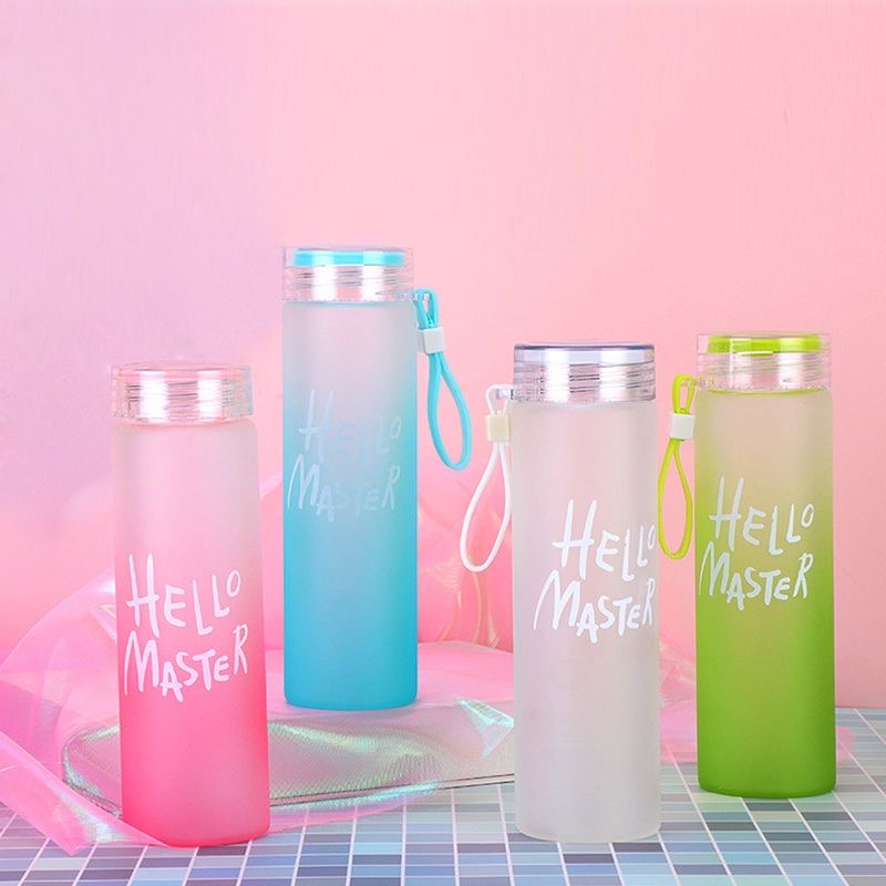 Korean version heat-resistant and fashionable gradient seven-color cup, straight frosted single and double-layer glass cup, portable water cup for male and female students Specification drawing