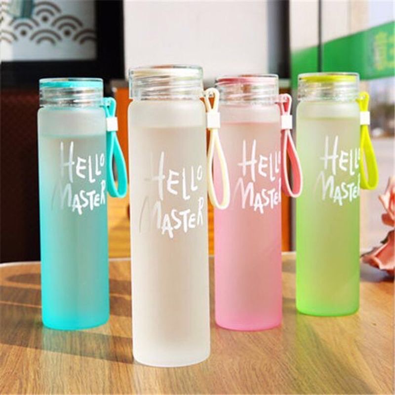Korean version heat-resistant and fashionable gradient seven-color cup, straight frosted single and double-layer glass cup, portable water cup for male and female students details Picture