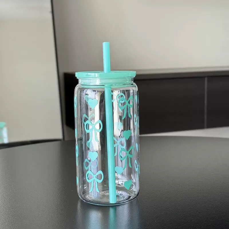 New plastic water cup, girl's ins bow plastic cup, plastic Mason cup, snowball cup, straw cup, anti-drop Application Scenario