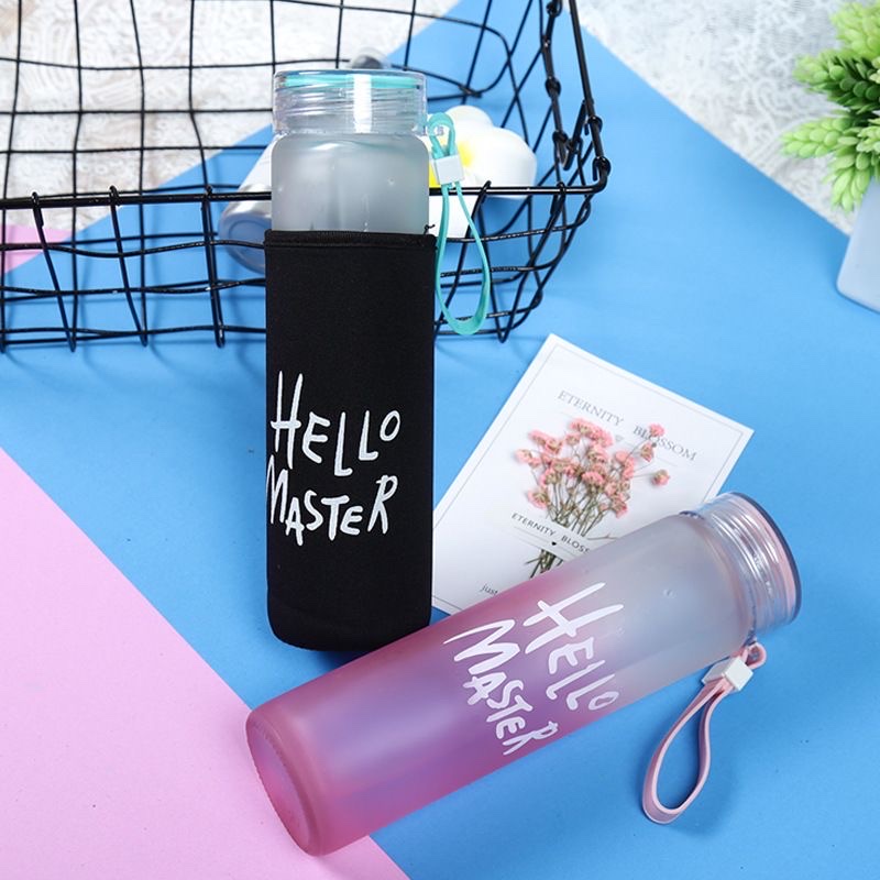 Korean version heat-resistant and fashionable gradient seven-color cup, straight frosted single and double-layer glass cup, portable water cup for male and female students Item Picture