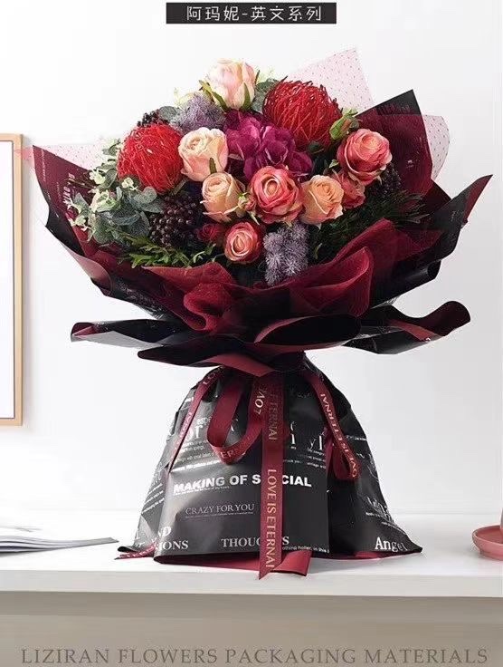 Pengfa Packaging Factory Store Amani English series Flower Wrapping Paper, aluminum-coated bouquet paper, diy gift paper, Flower shop Floral art wrapping paper materials Application Scenario