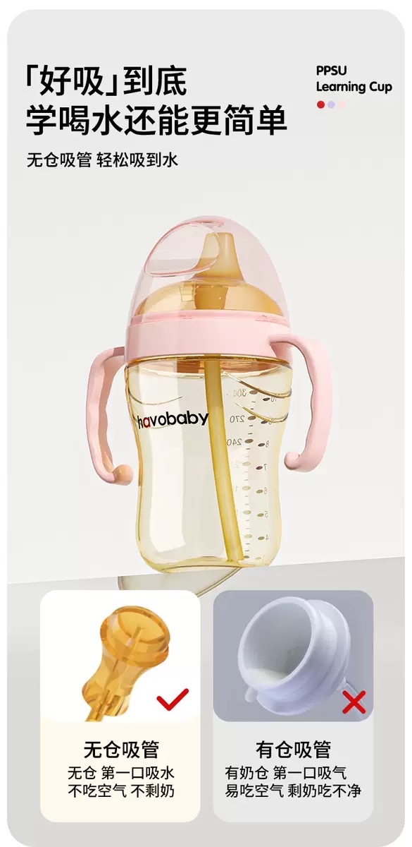 Ppsu Duckbill Cup Baby Anti-Choking Imitation Breast Milk Weaning Large-Mouth Learning Cup, Baby Straw Cup, Baby Bottle, Children's Baby Bottle, Mother And Baby Specification drawing