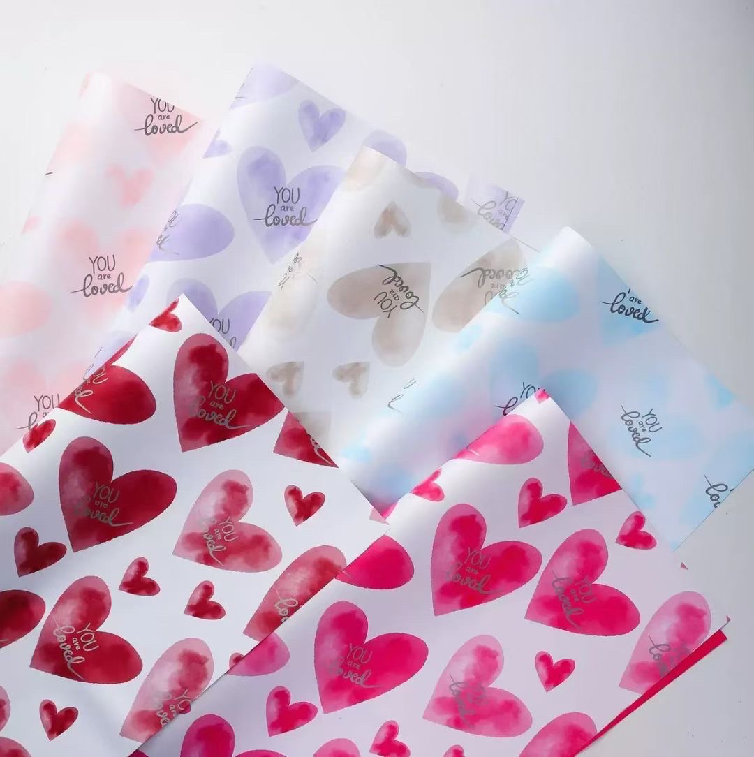 Pengfa Packaging Factory Store, Love at First Sight, Valentine's Day Loving flowers, bouquet wrapping, flower paper for your girlfriend, flower art packaging paper, handmade materials, packaging paper materials, flower art materials, paper, packaging paper, ribbons Item Picture