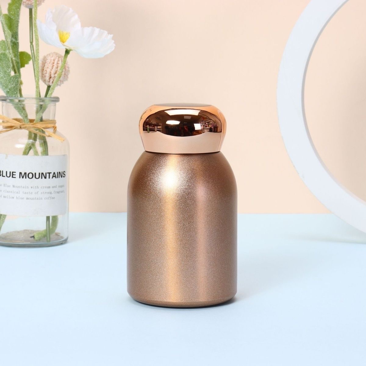 Smart Little Fat 304 insulated cup, stainless steel handle ring pocket water cup, cute and portable, Big belly mini student Tangqi 230ML details Picture