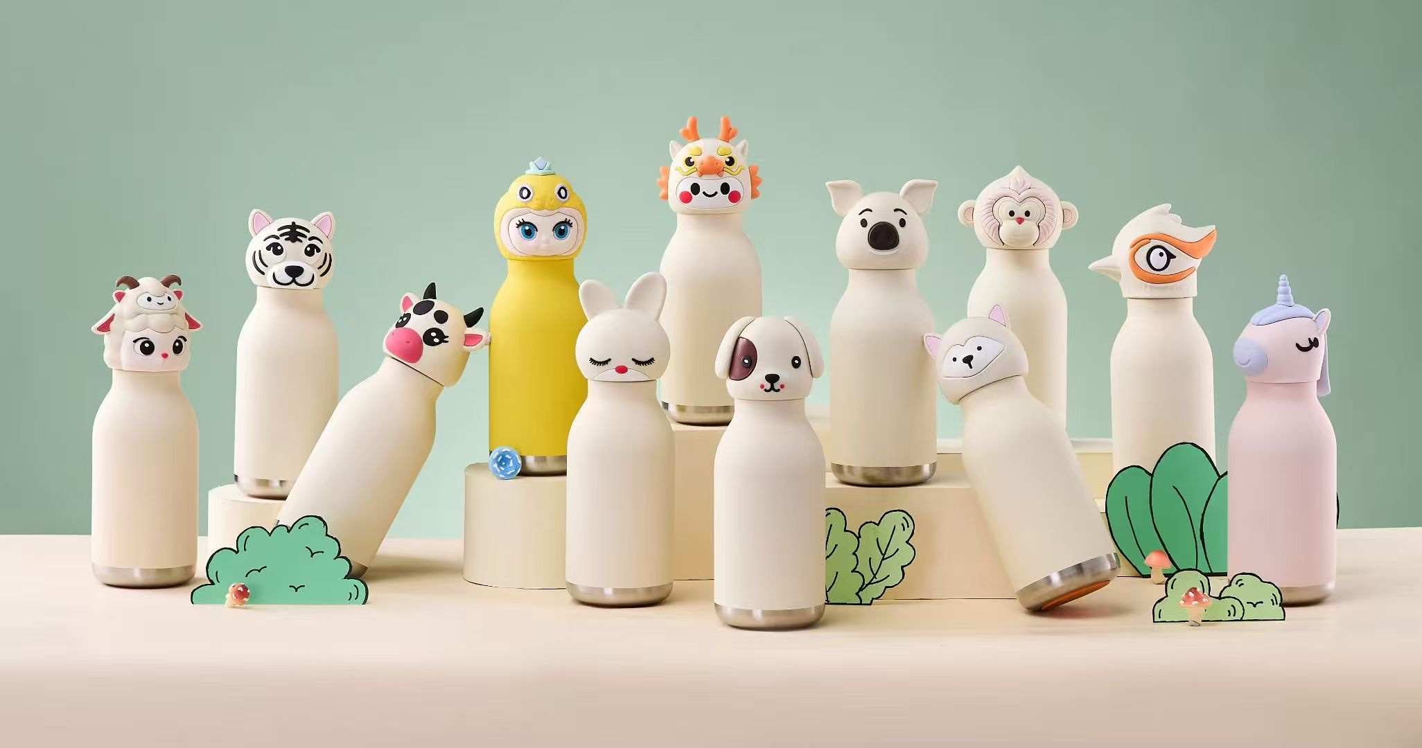 New Chinese zodiac other 450ML stainless steel insulated cup, portable children's high appearance level insulated water bottle, household children's insulated cup EB full figure