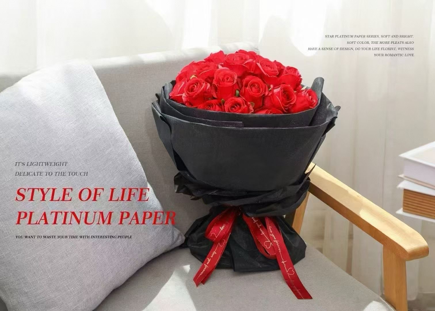 Pengfa Packaging Factory Store Star Platinum Paper Packaging Paper Thickened solid color waterproof flower bouquet wrapping material gift flower wrapping paper Packaging paper Packaging material wrapping paper Ribbon Flower art material paper detail image 8