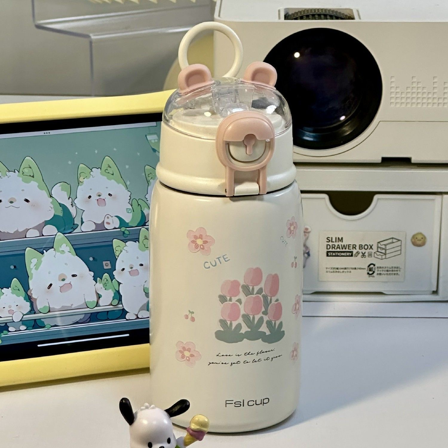 Fisilicon 400ML Trendy 304 stainless steel insulated Cup for Girls with high appearance level portable straw Cup 2023 New model Student military training Cup 1018-1074 YS Item Picture