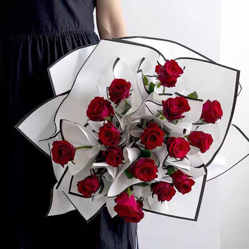 鹏发包装工厂店 新款金边果冻膜鲜花包装纸材料防水高档包花纸花束花艺店 经典搭配鲜花包装纸详情图2