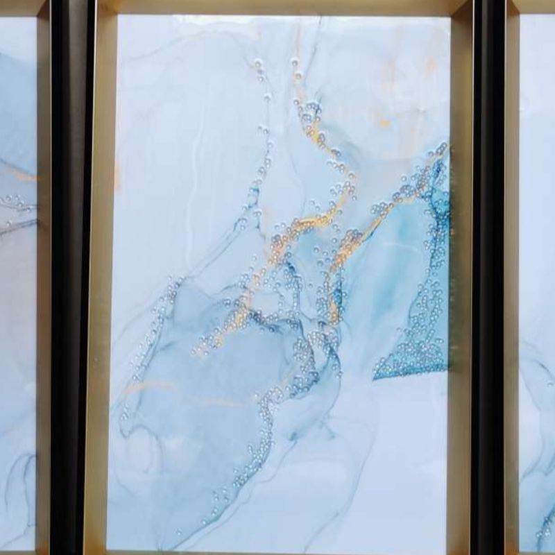 现代抽象沙发背景三联画餐厅三联画 晶瓷晶钻画产品图