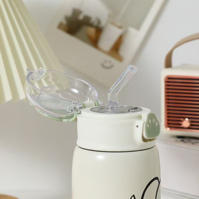 Children's insulated cups, cat-catching girls and boys, 400ML, student, office, outdoor, internet-famous cute cartoon cups, 1017-1074 YS Item Picture